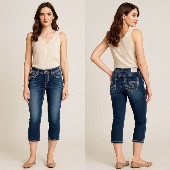 💎 SILVER JEANS ✨ Suki Capri 👖 Low-Rise Slim Straight Women’s Denim – Sz 26 🌸 - Picture 1 of 16
